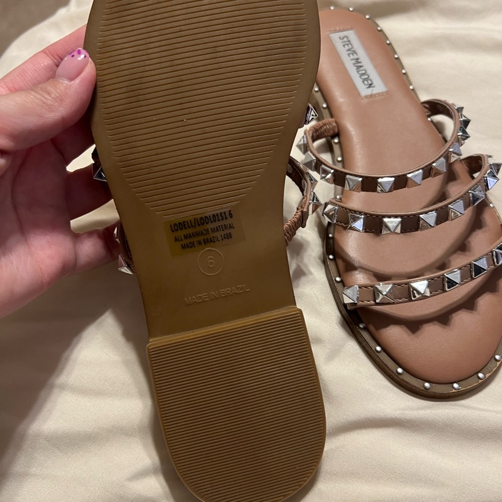 Steve Madden Tan Studded Sandals Minimalist Design